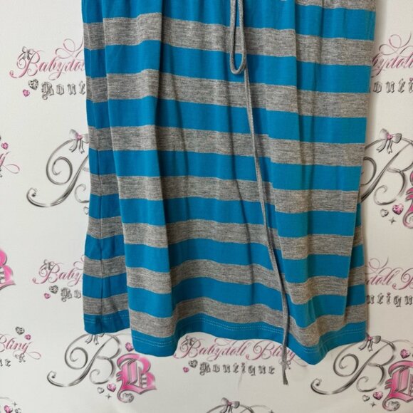 Lagaci sport top tshirt stripes tie up bow ribbon Blue and Gray Striped Top - Picture 4 of 7